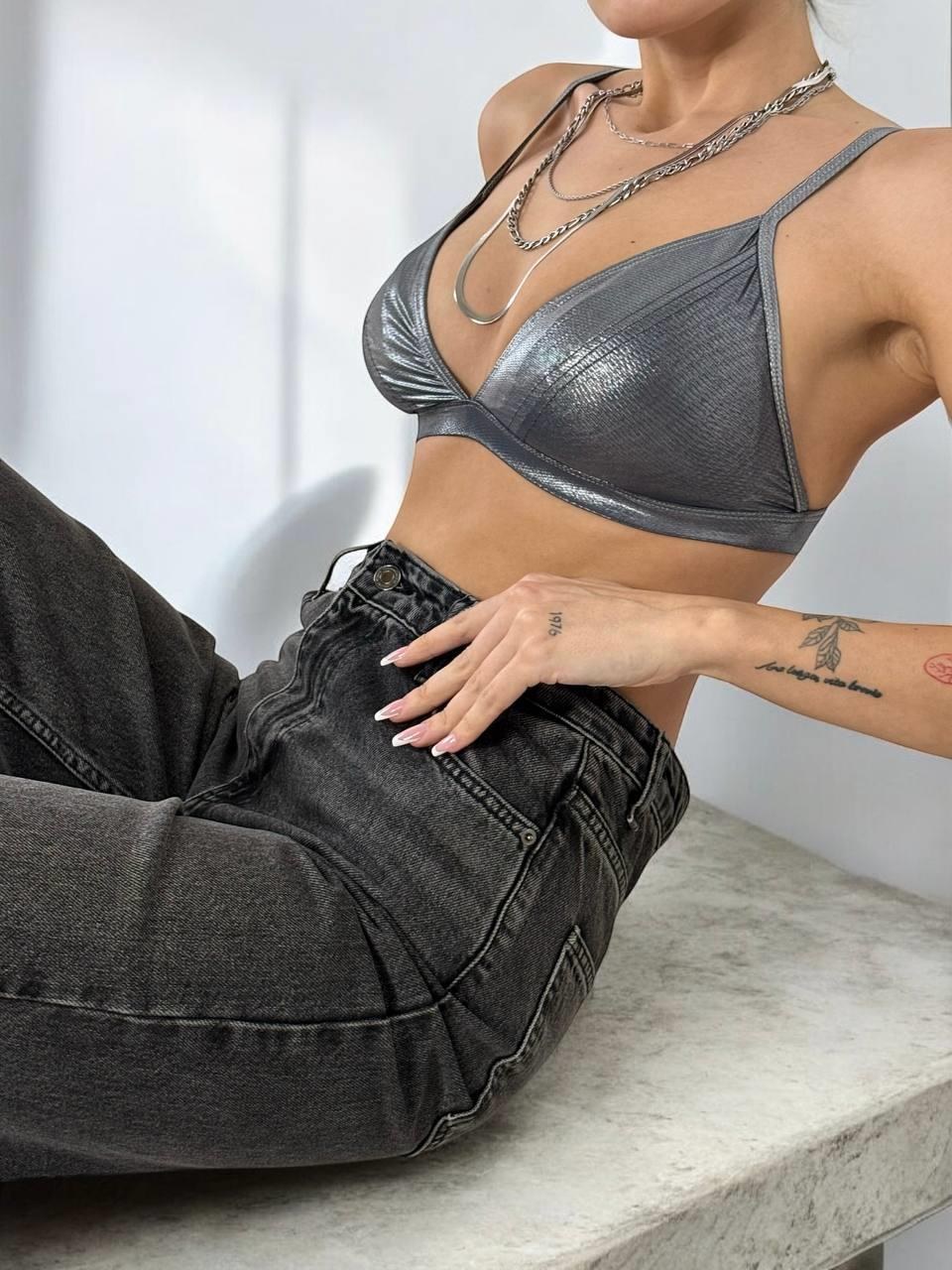 Kadın Yüksek Bel Bol Kesim Onyx Black Jean Pantolon