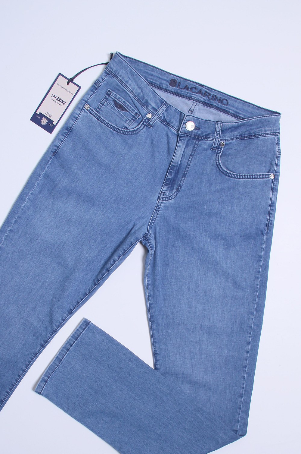 Yüksek Bel Yarım Boru Paça Blue Jean Pantolon