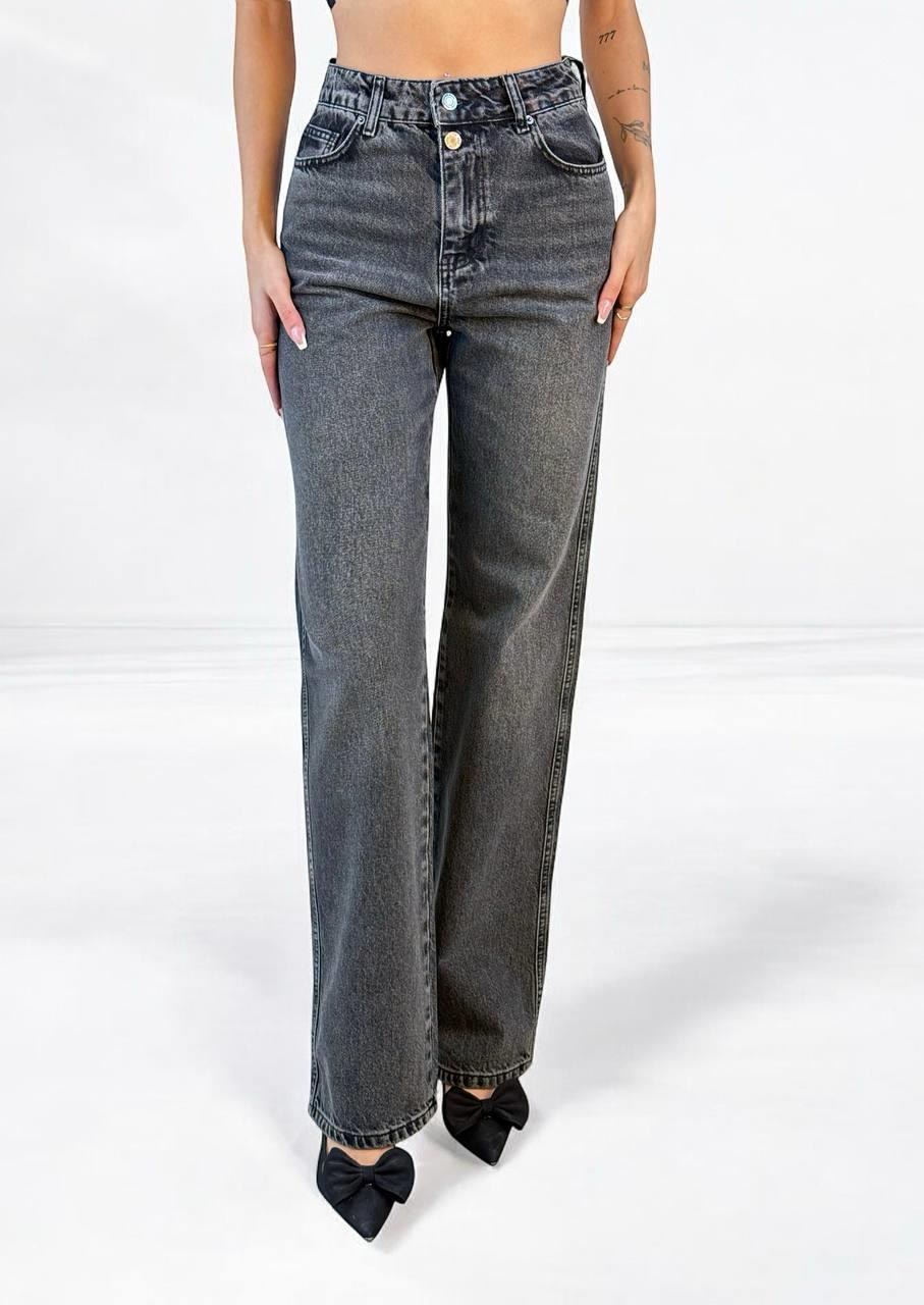 Yüksek Bel Normal Kalıp Onyx Black Jean Pantolon