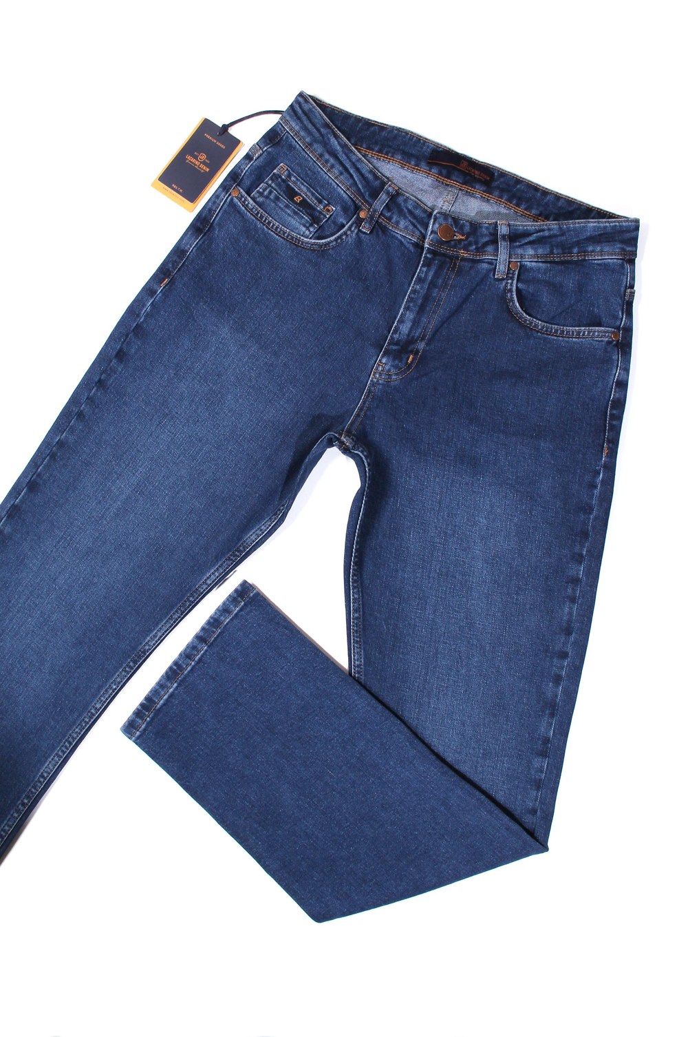 Yüksek Bel Boru Paça Charp Blue Jean Pantolon