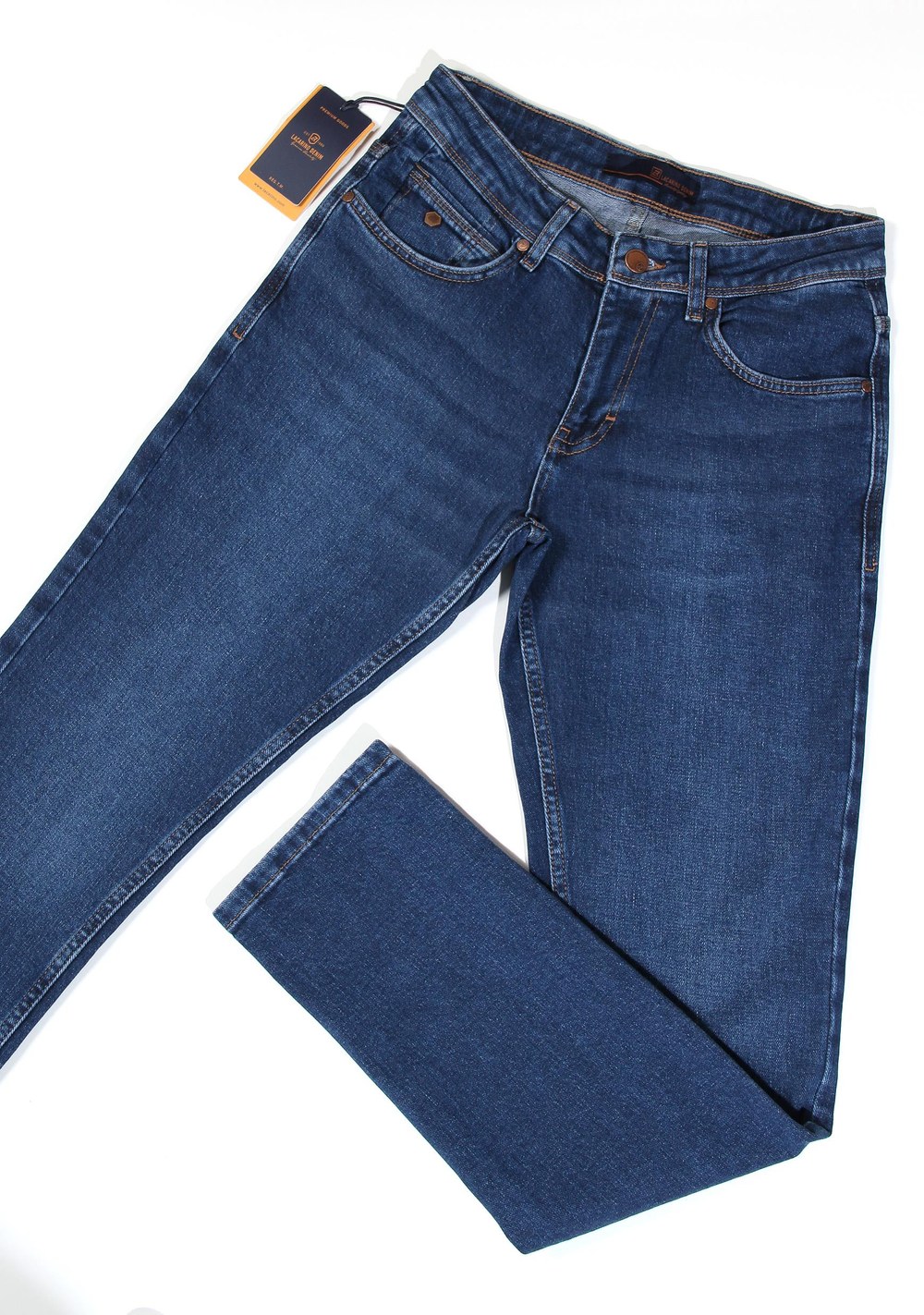 Erkek Yüksek Bel Dar Paça Charp Blue Jean Pantolon