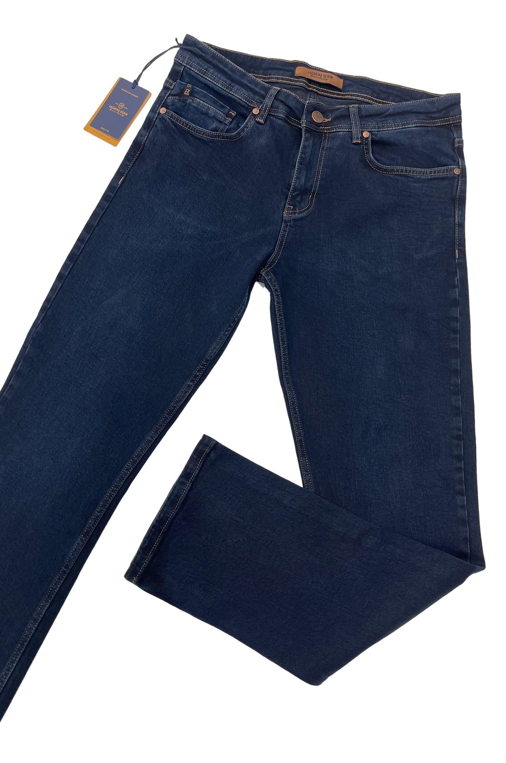 Yüksek Bel Yarım Boru Paça Blue Black Jean Pantolon