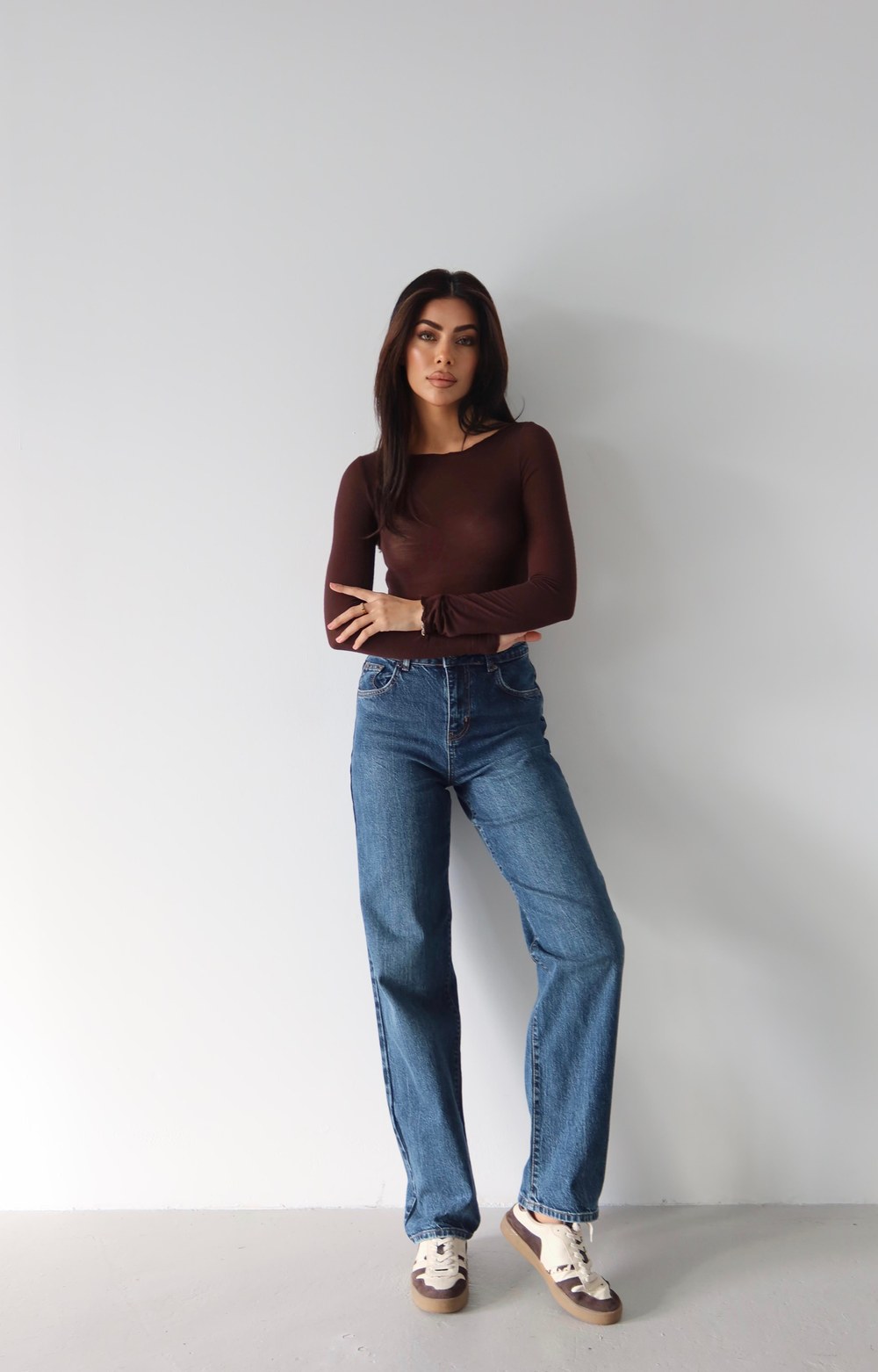 Yüksek Bel Yarım Balon Kalıp Navy Blue Jean Pantolon