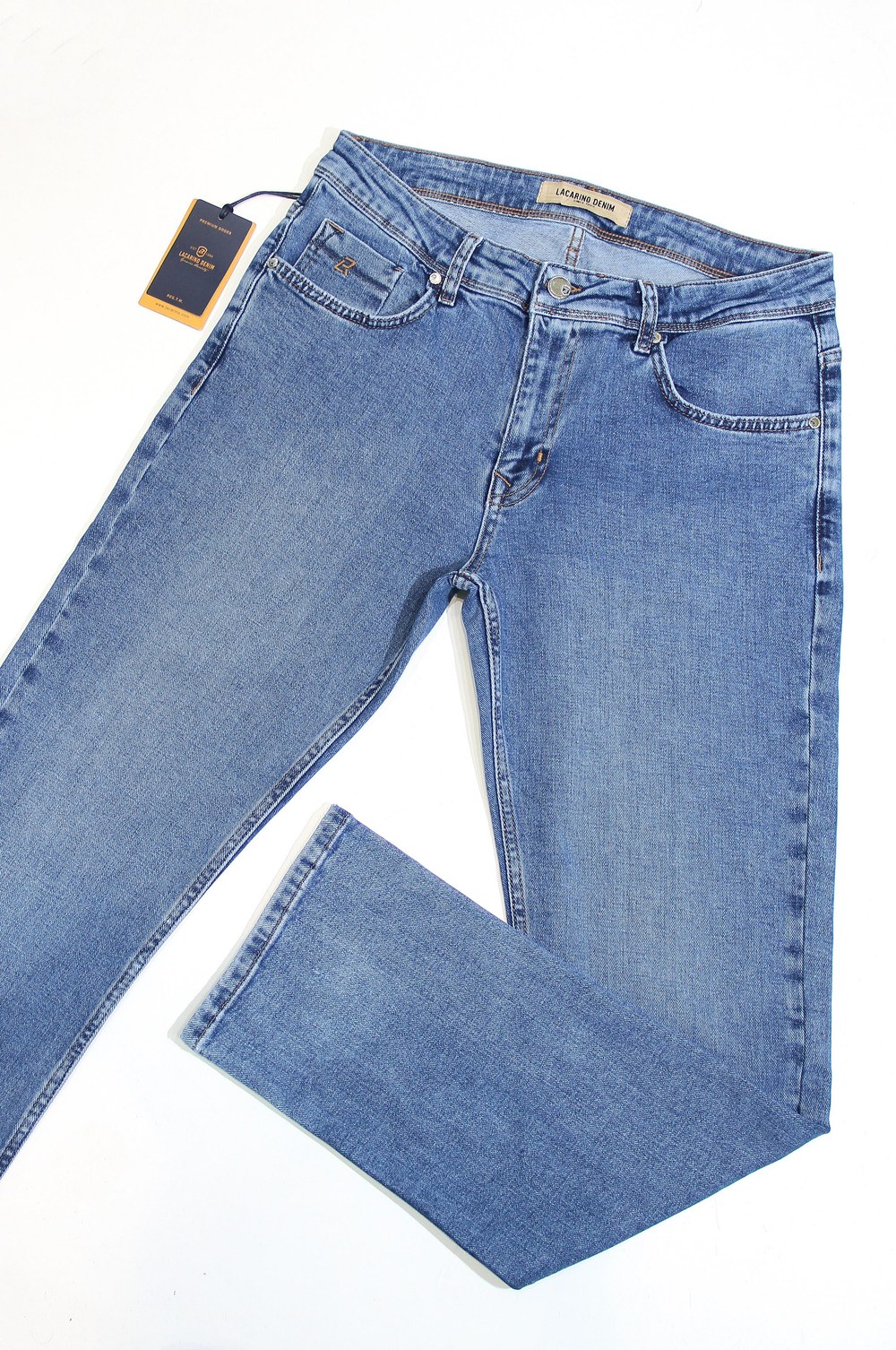 Erkek Yüksek Bel Boru Paça Blue Jean Pantolon