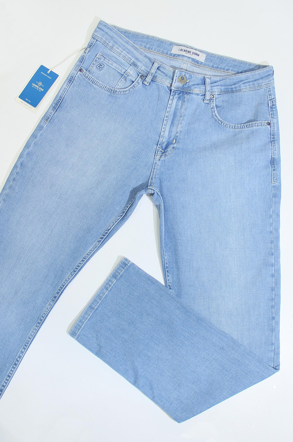 Yüksek Bel Boru Paça Ice Blue Jean Pantolon