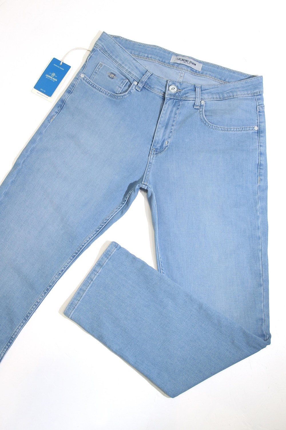 Yüksek Bel Boru Paça Ice Blue Jean Pantolon