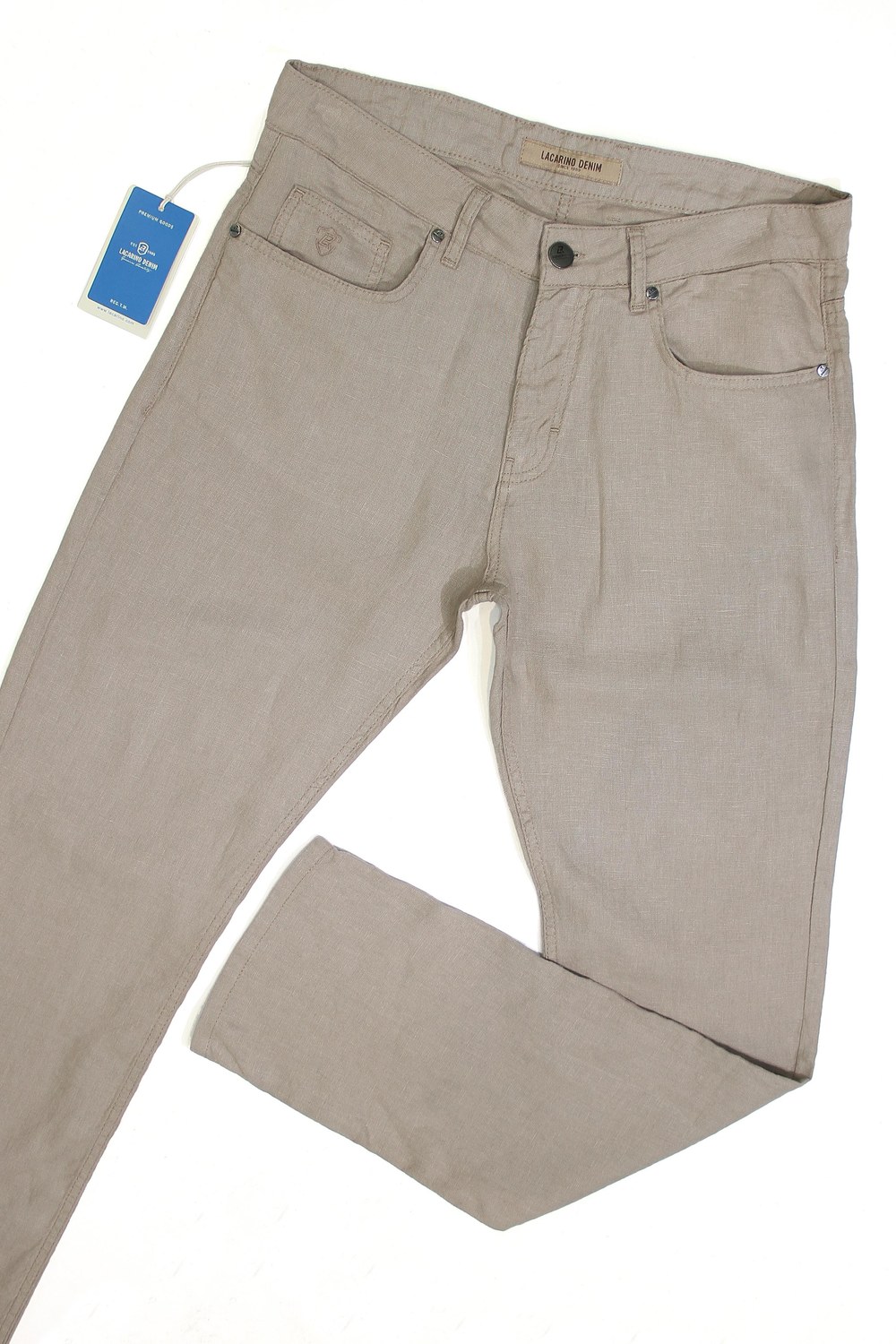Yüksek Bel Boru Paça Linen Kumaş Vizon Erkek Pantolon
