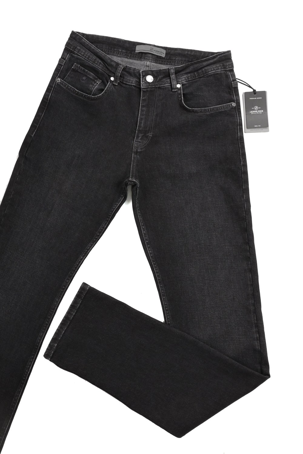 Yüksek Bel Boru Paça Ebony Black Erkek Jean Pantolon
