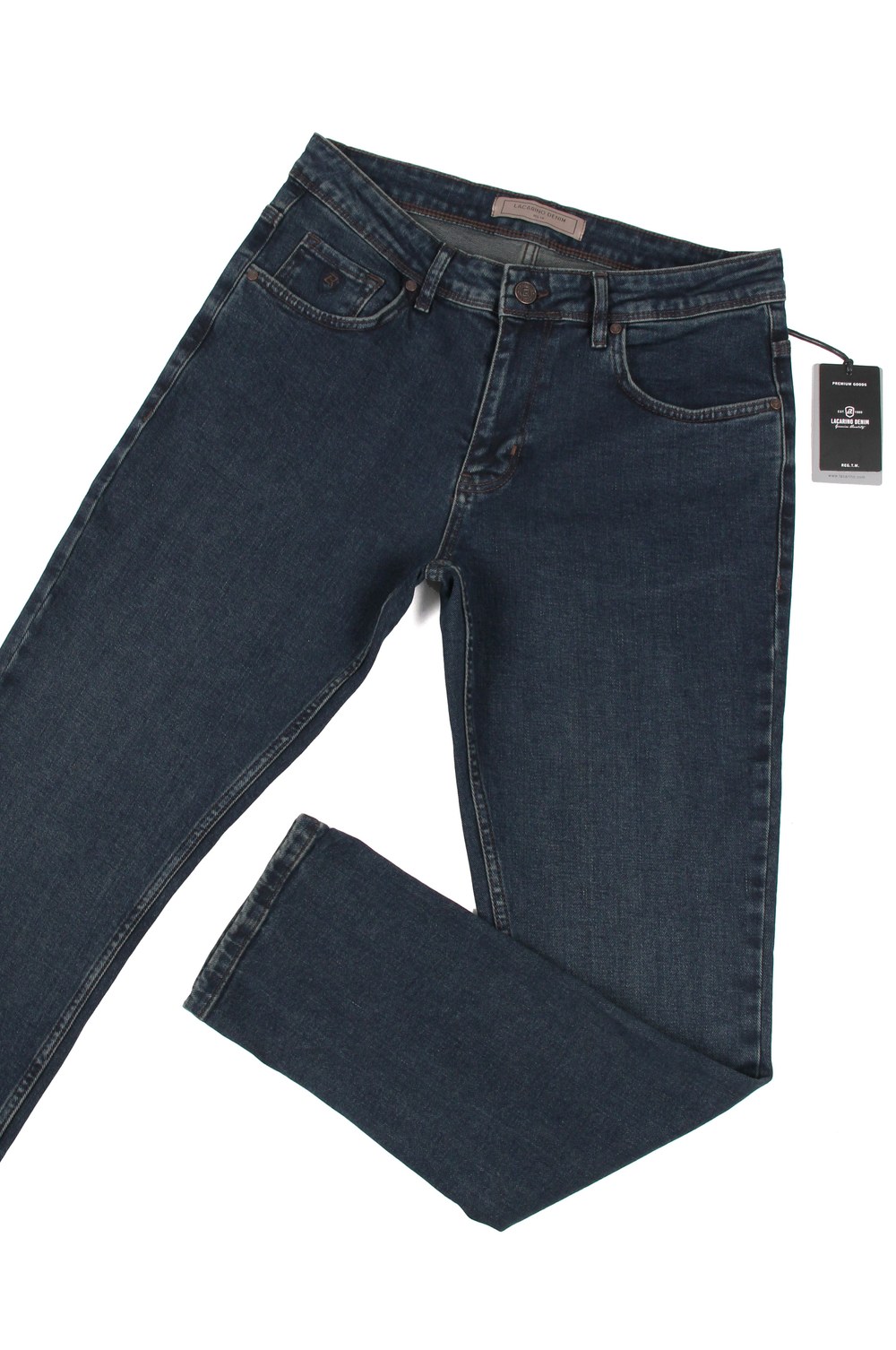 Yüksek Bel Dar Paça Dark Blue Tint Erkek Jean Pantolon