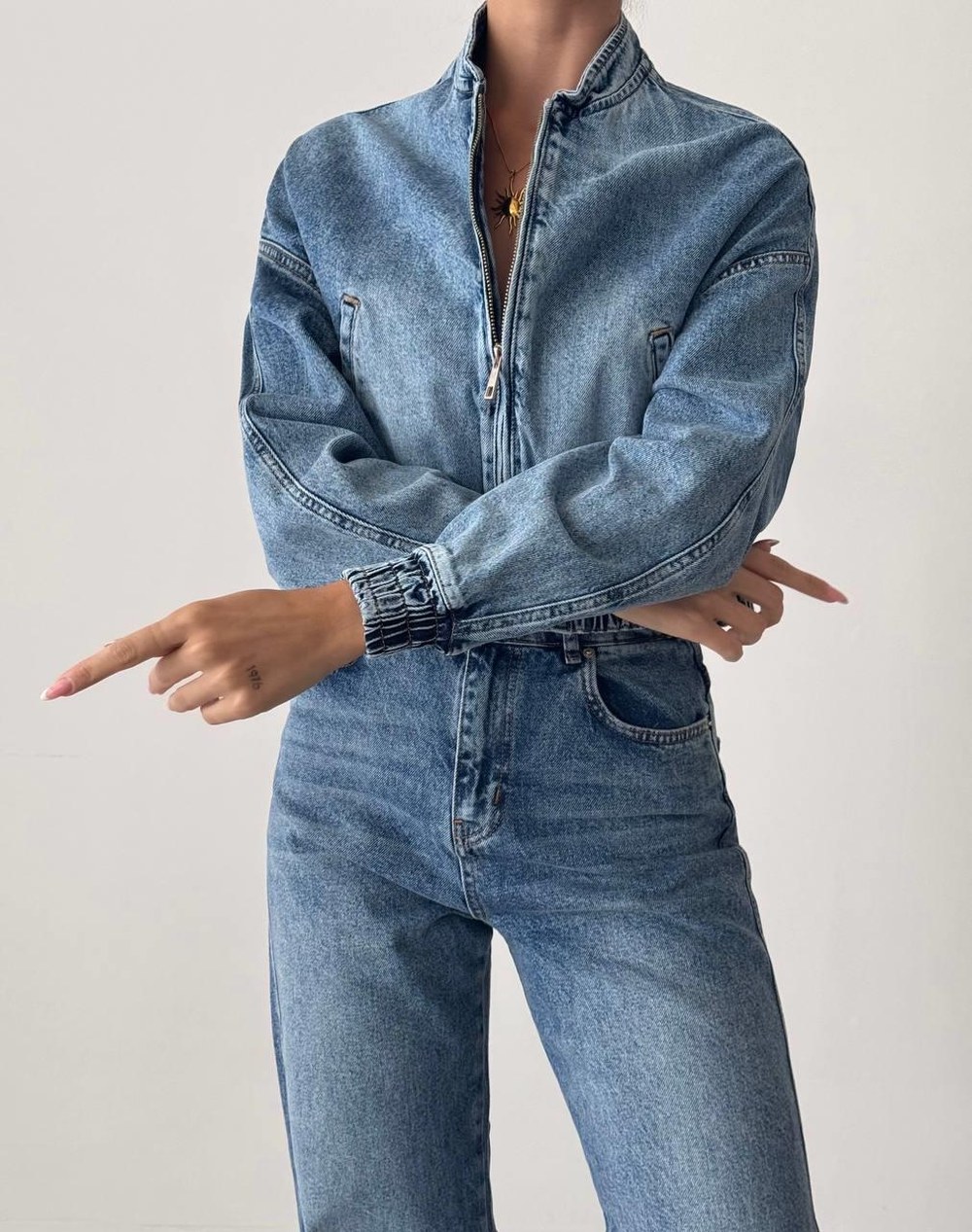 Fermuarlı Bel .Lastikli Blue Bomber Jean