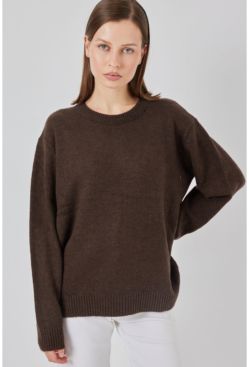 15895 Baklava Desenli Oversize Triko Kazak