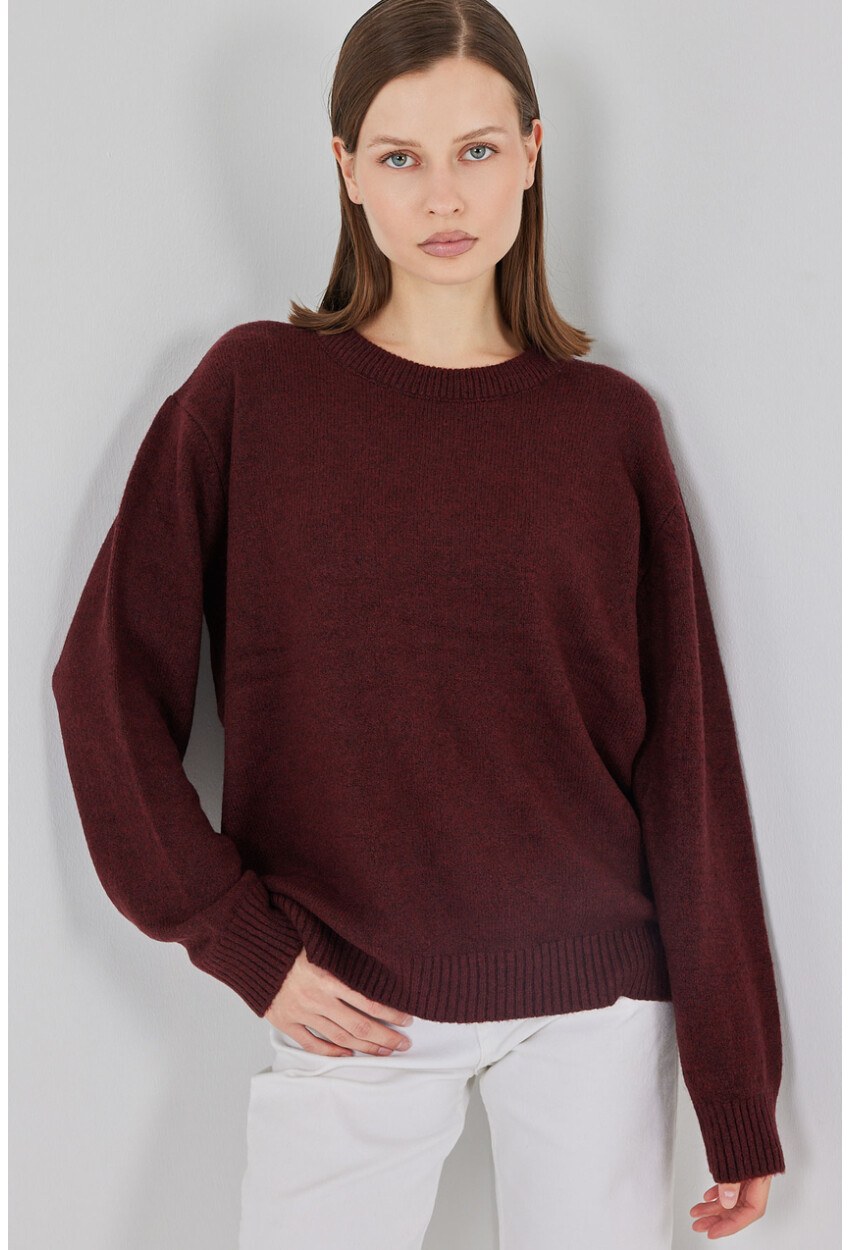 15895 Baklava Desenli Oversize Triko Kazak