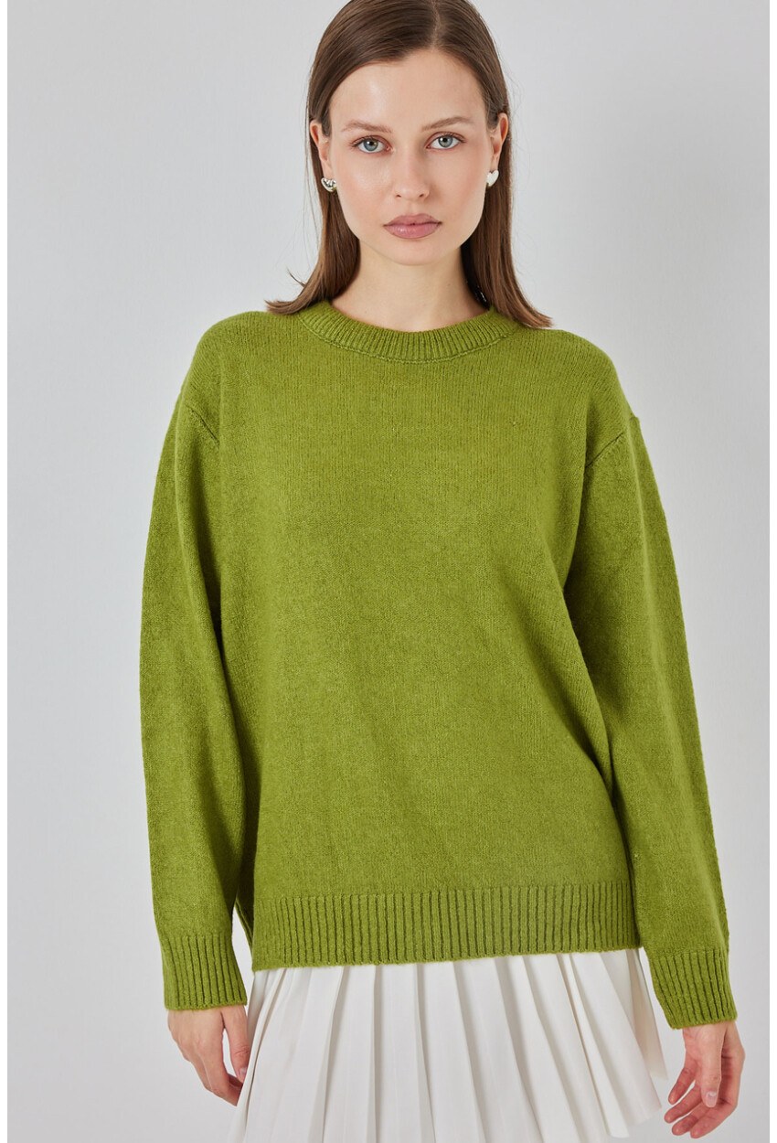 15895 Baklava Desenli Oversize Triko Kazak