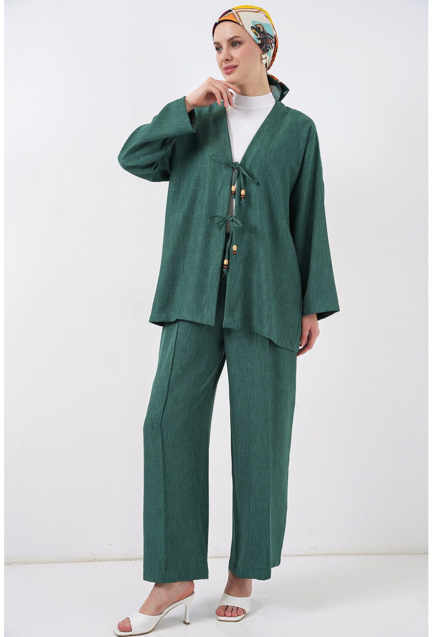 Kadın Keten Kimono İkili Takım 6727