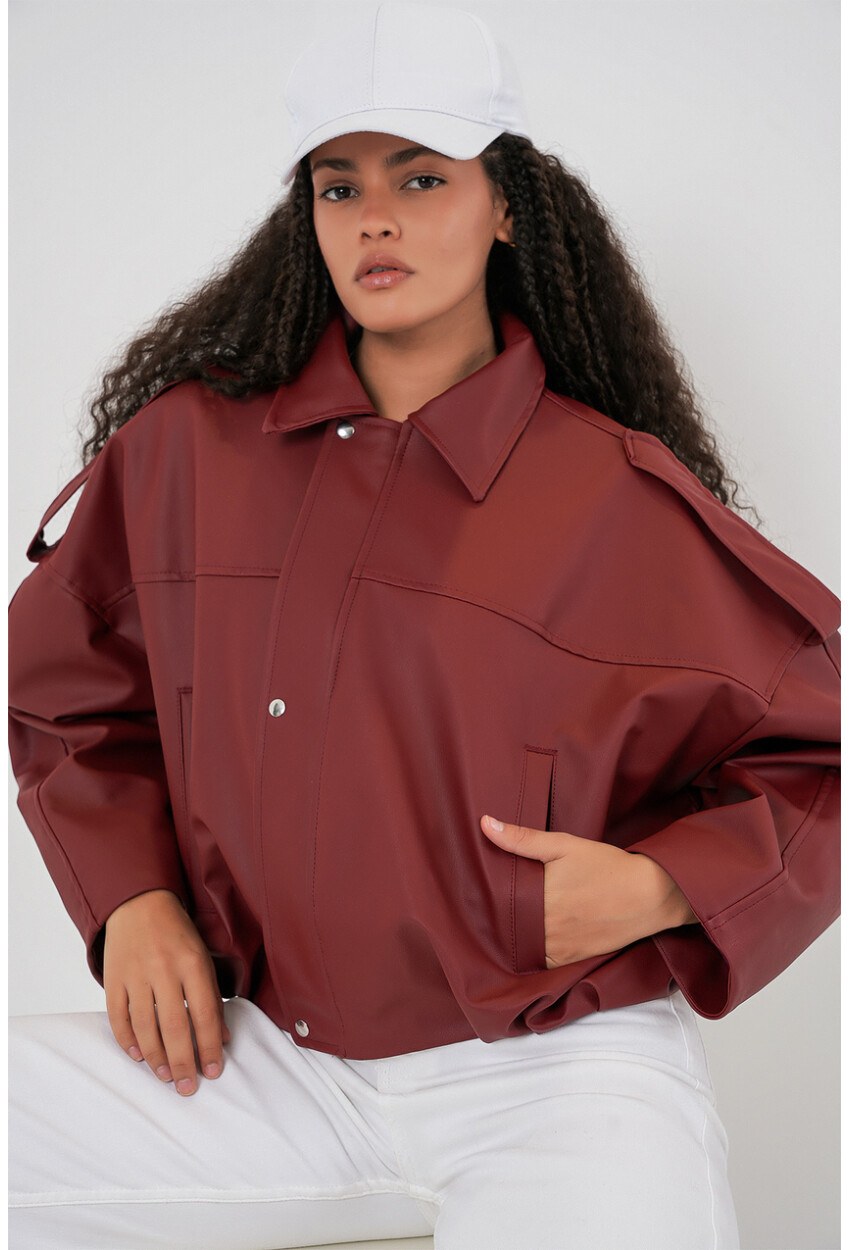 Kadın Oversize Deri Ceket 1055