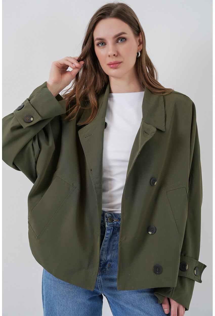 Kadın Oversize Kısa Trençkot 5977