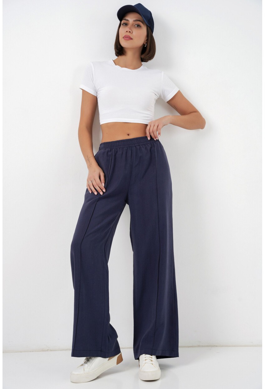 Kadın Beli Lastikli Bol Paça Pantolon 30087