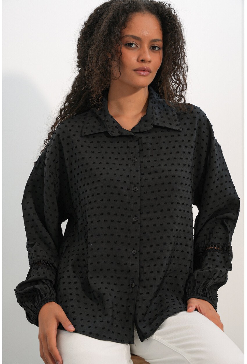 Kadın Oversize Desenli Gömlek 20379