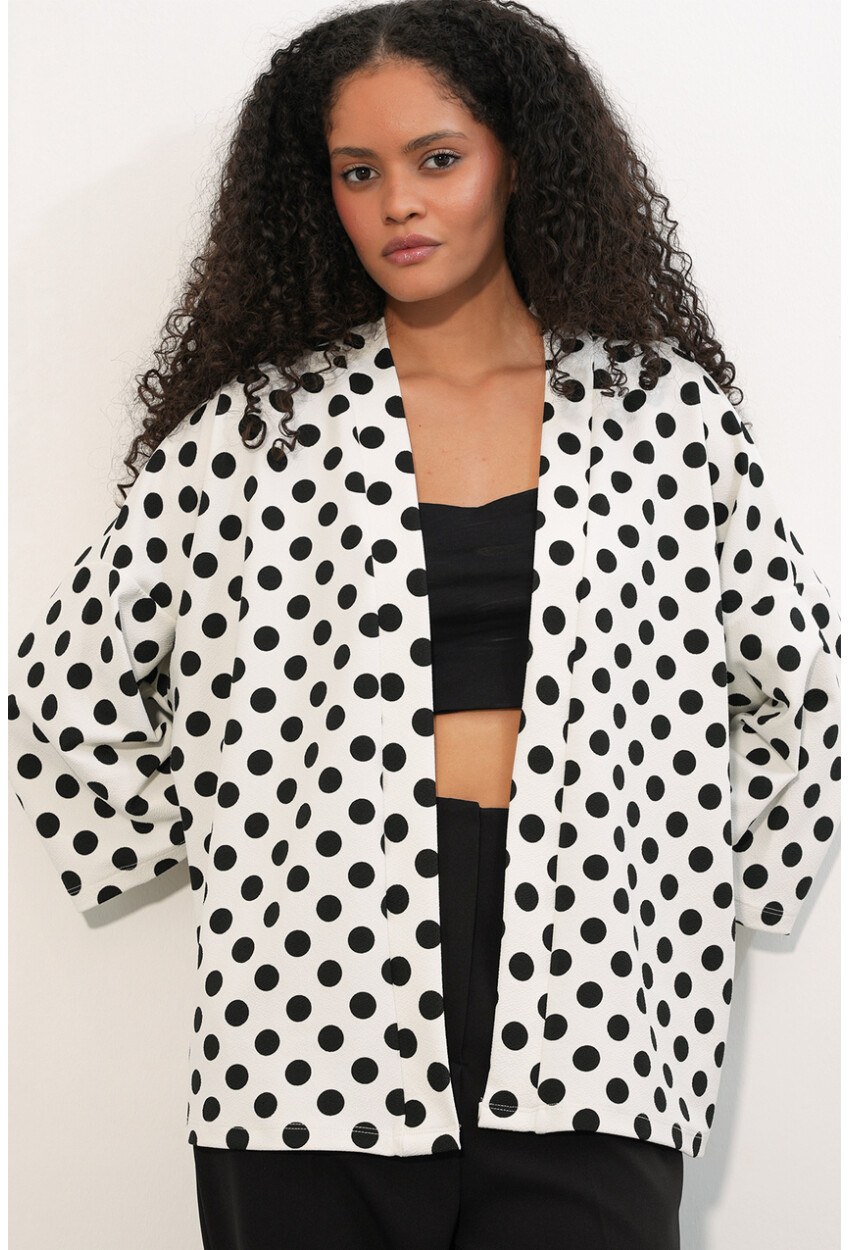 Kadın Örme Puantiyeli Kimono 5996