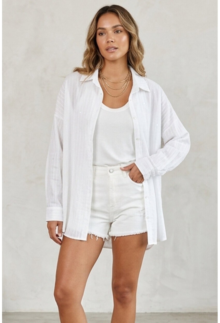 3900 Oversize Uzun Basic Gömlek