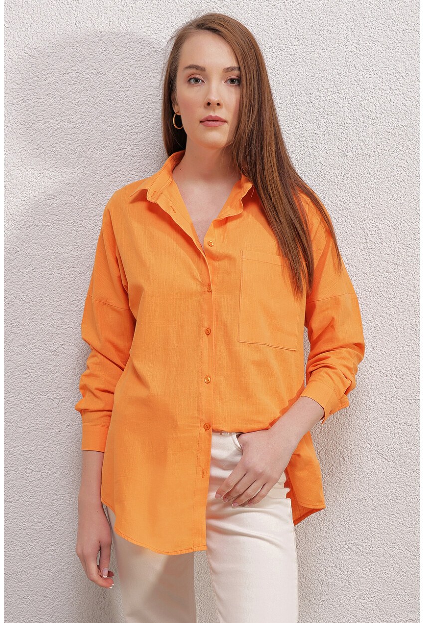 20141 Oversize Keten Gömlek