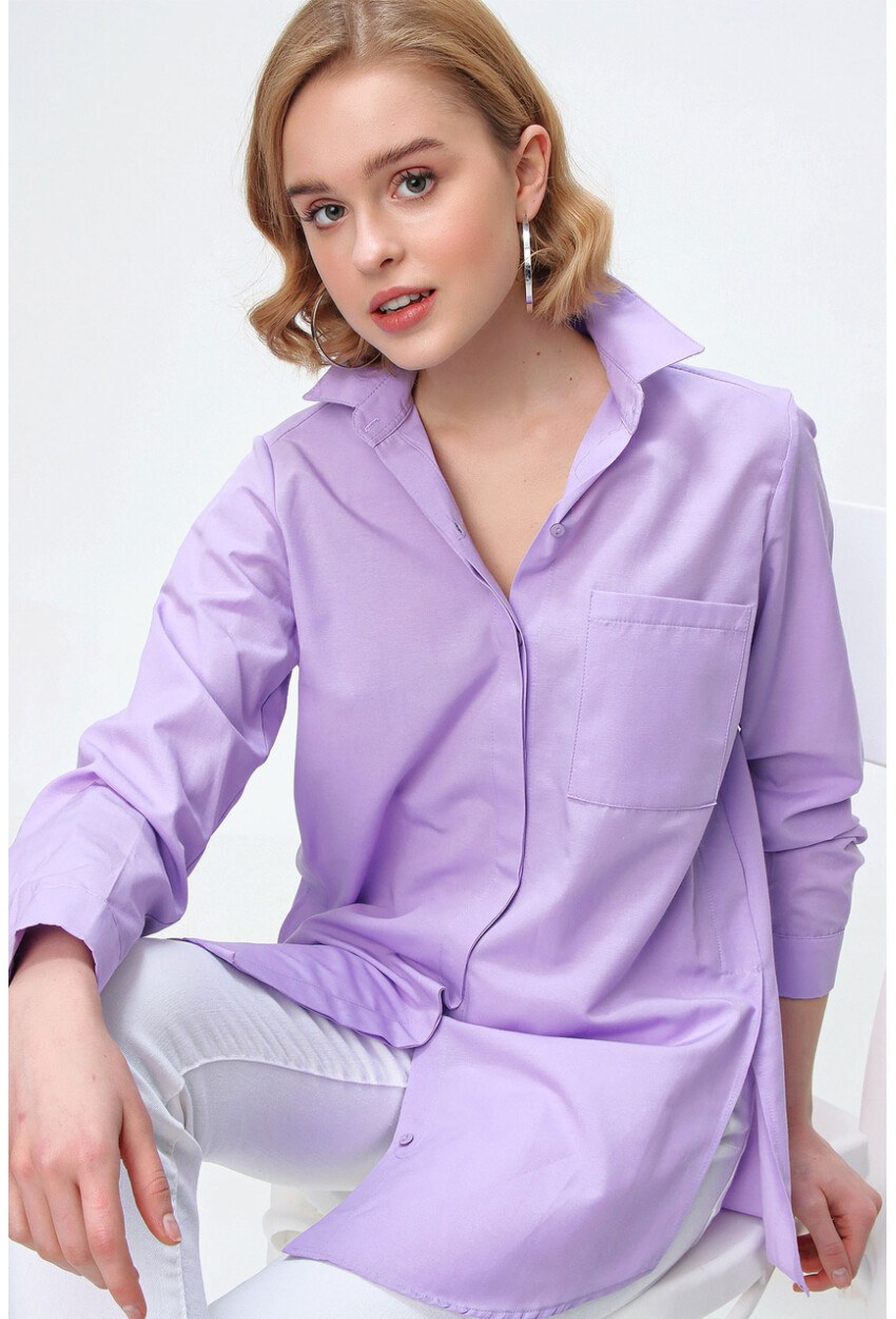 3879 Oversize Cepli Gömlek