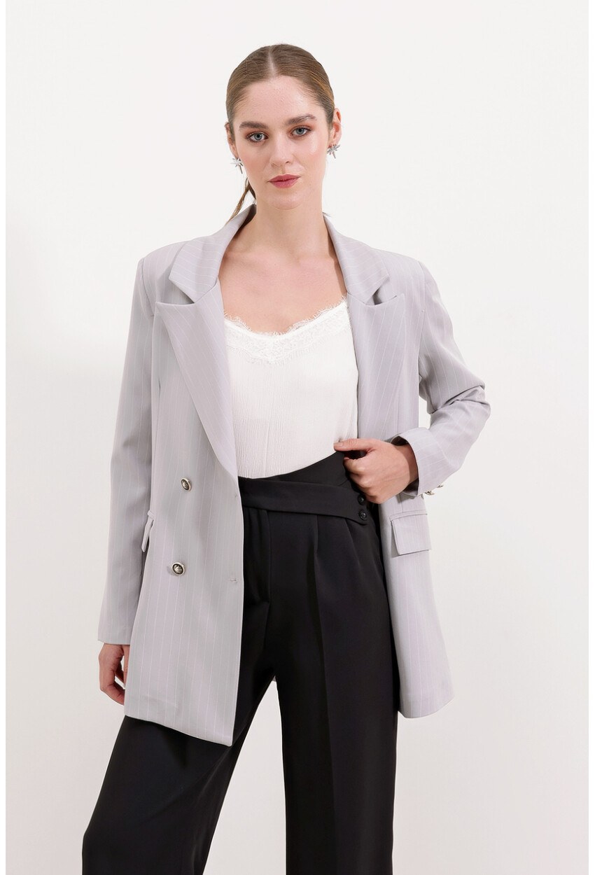 0699 Çizgili Blazer Ceket