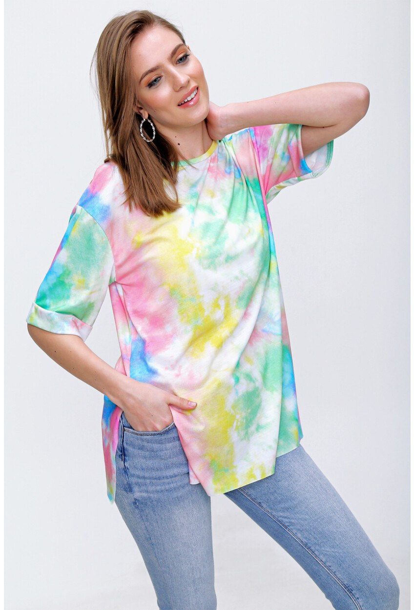 4288 Batik Desen Oversize T-Shirt
