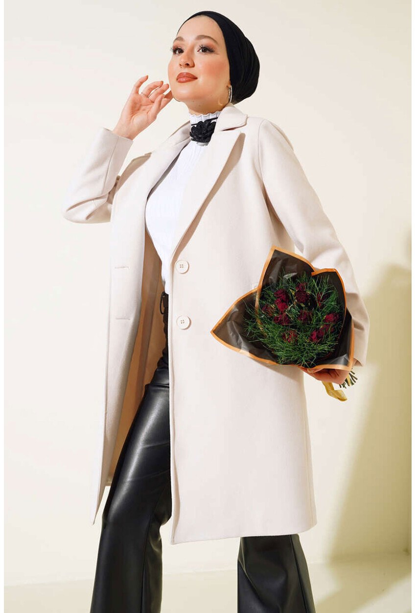 9119 Yünlü Uzun Kaşe Kaban