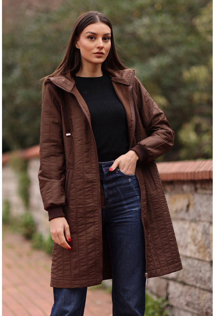 5138 Kapitone Uzun Şişme Mont