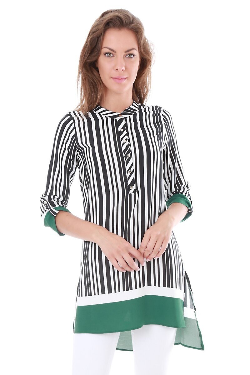 5649 Hakim Yaka Çizgili Tunik