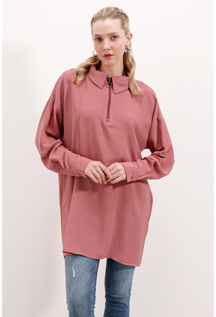 5917 Fermuarlı Oversize Tunik