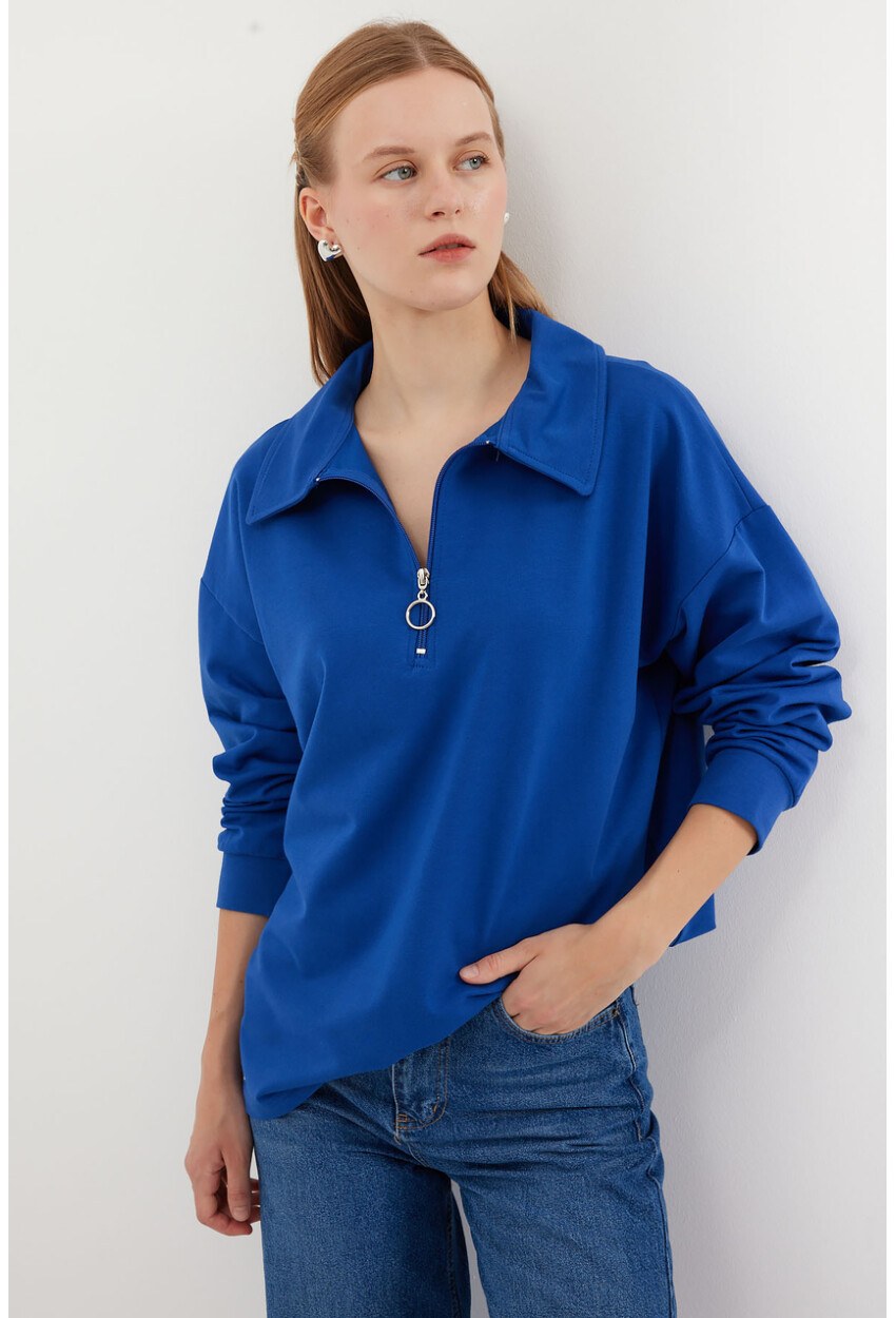 55440 Fermuarlı Sweatshirt