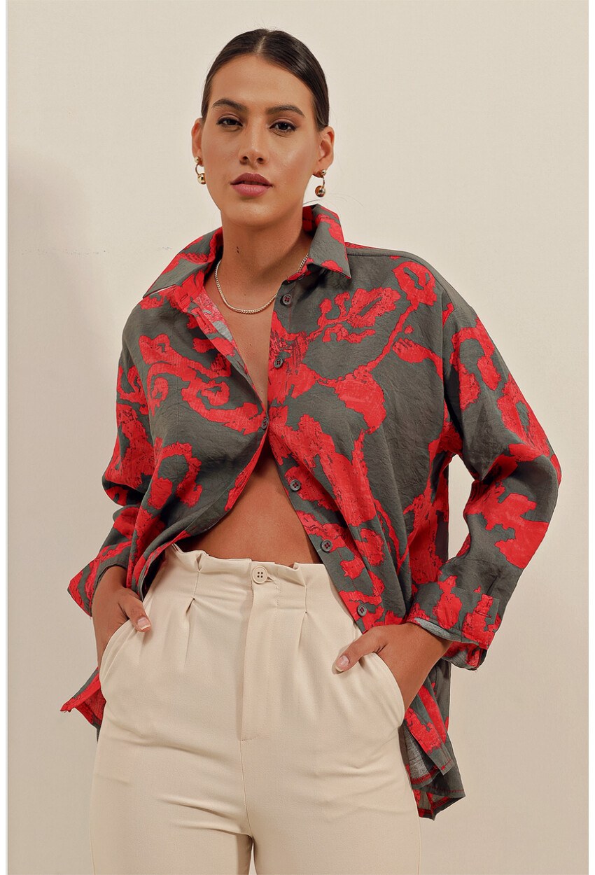 3900 Oversize Uzun Basic Gömlek
