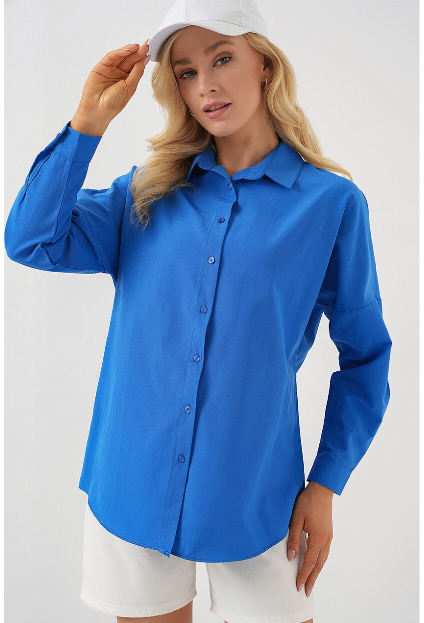 3900 Oversize Uzun Basic Gömlek