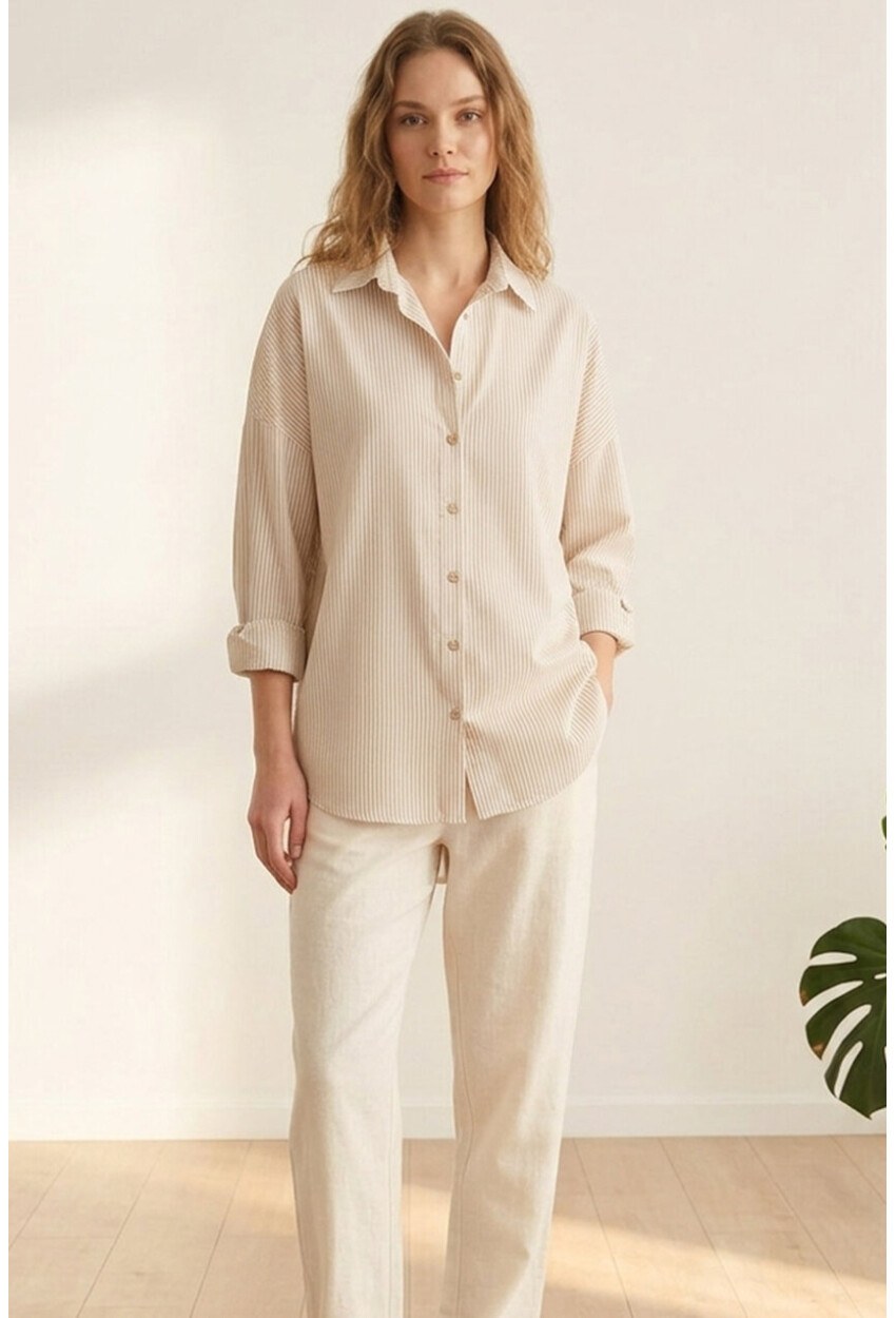 3900 Oversize Uzun Basic Gömlek