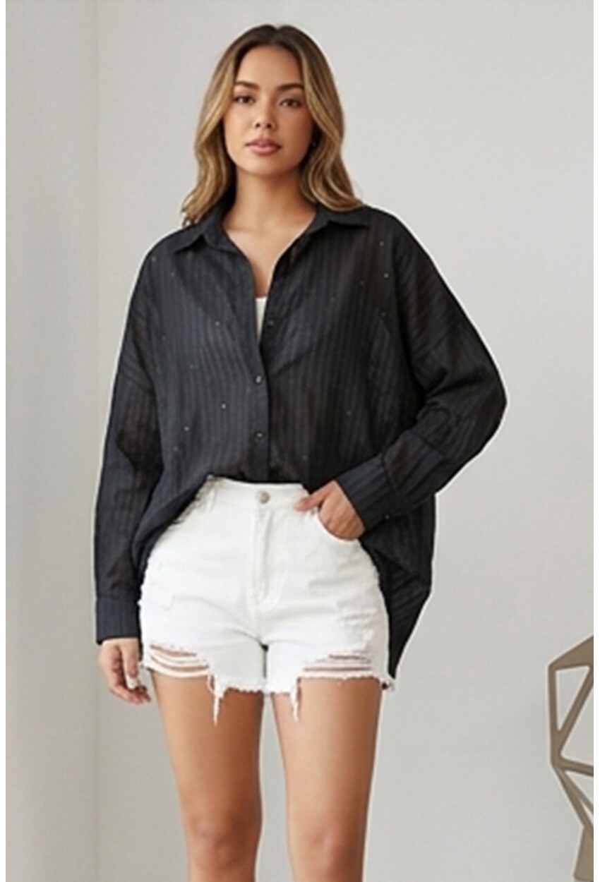 3900 Oversize Uzun Basic Gömlek