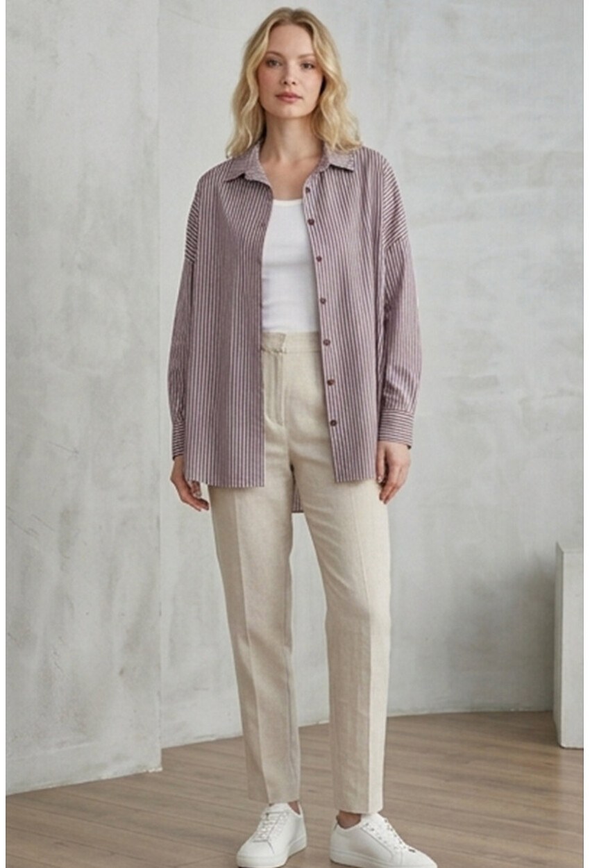 3900 Oversize Uzun Basic Gömlek