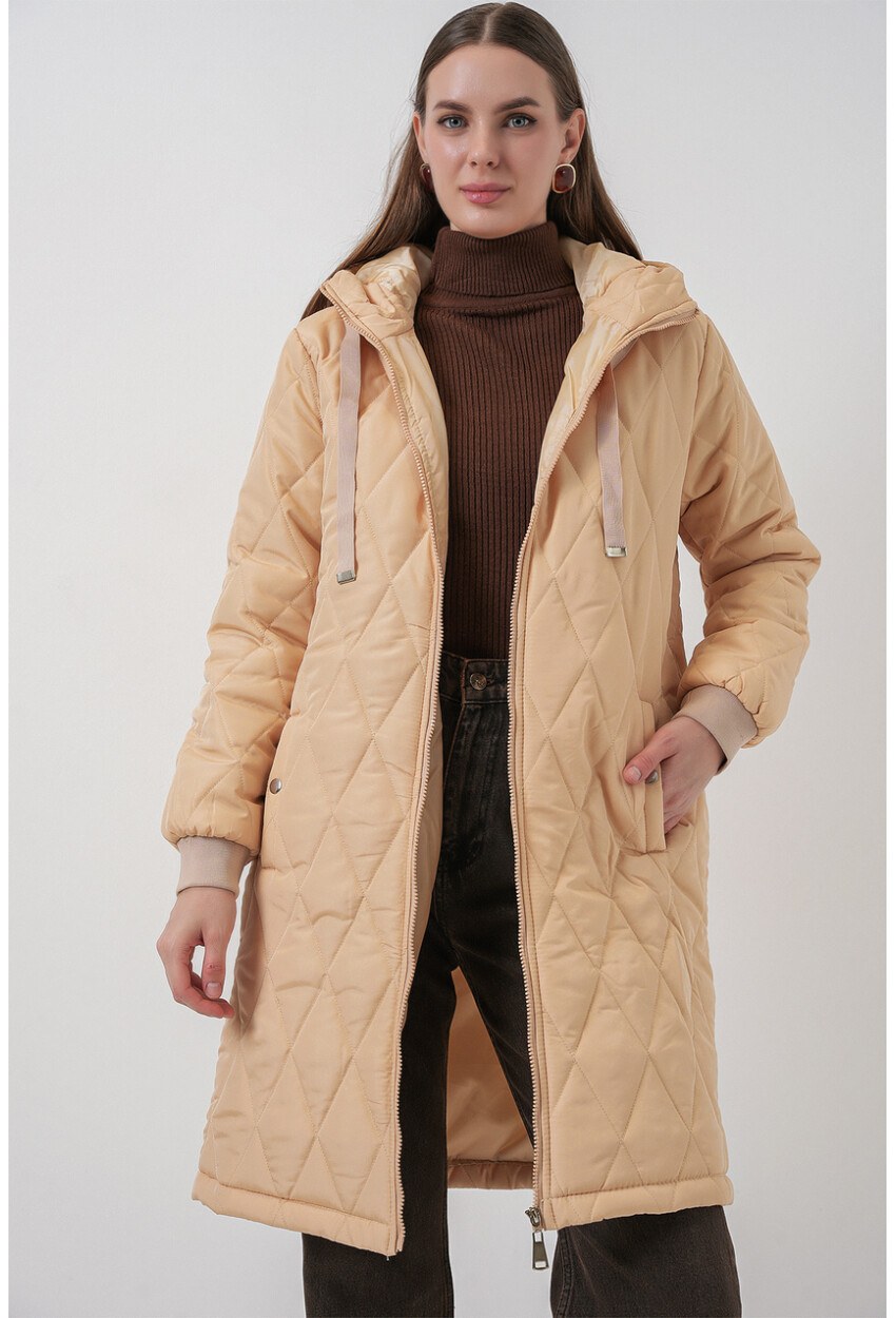 5138 Kapitone Uzun Şişme Mont