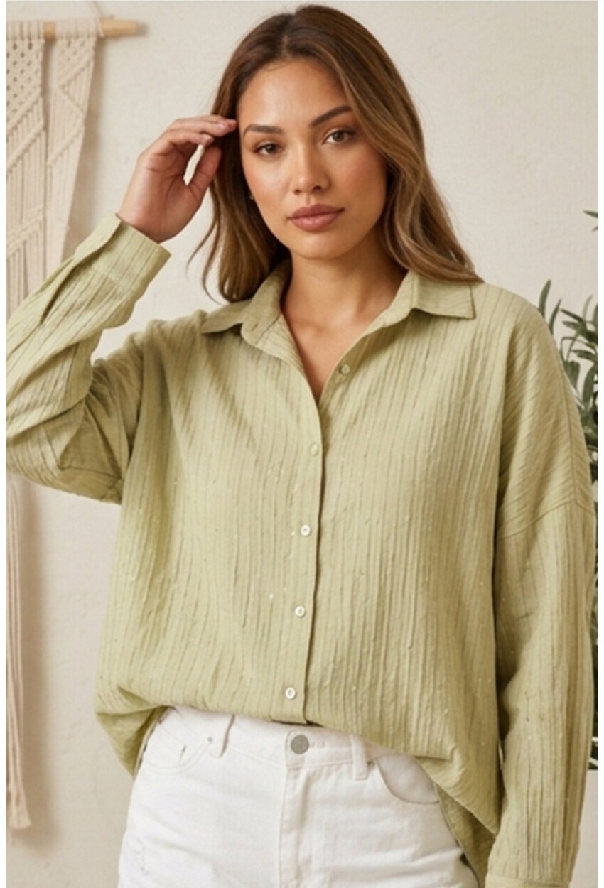 3900 Oversize Uzun Basic Gömlek
