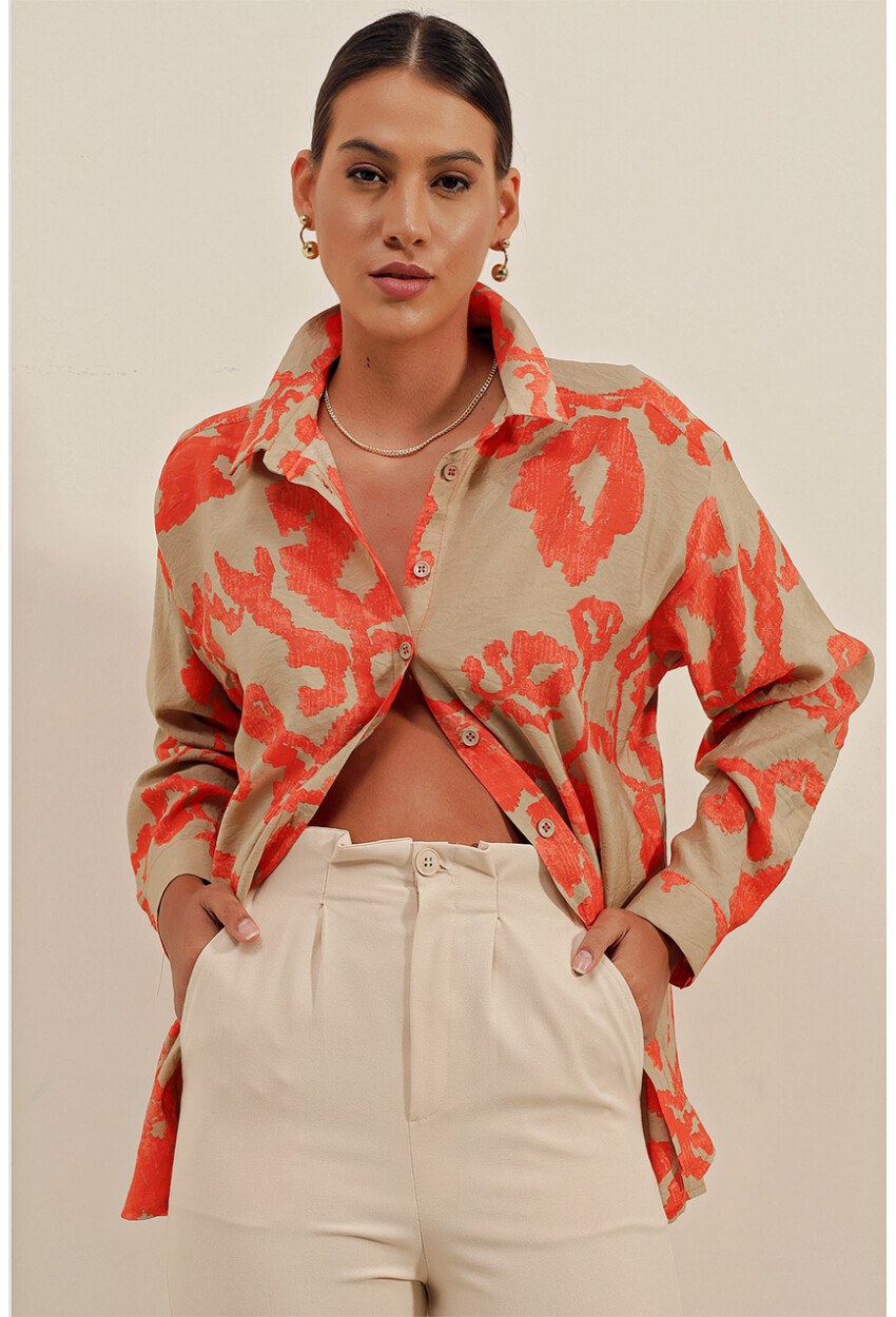 3900 Oversize Uzun Basic Gömlek