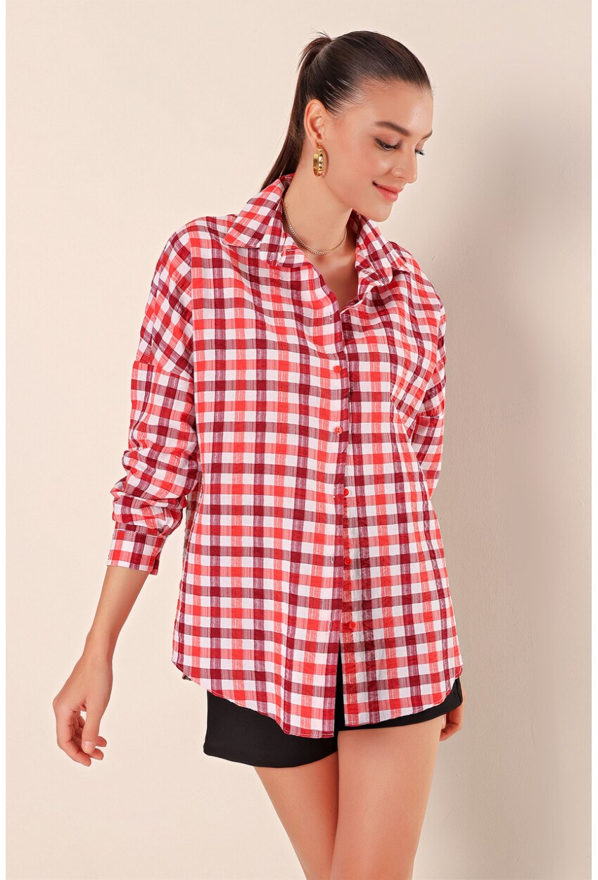 3900 Oversize Uzun Basic Gömlek