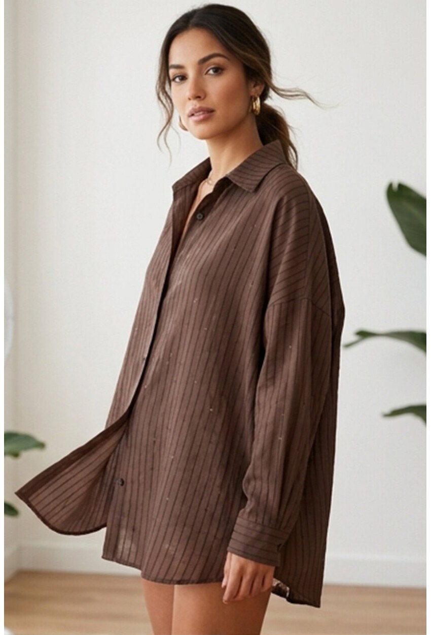 3900 Oversize Uzun Basic Gömlek