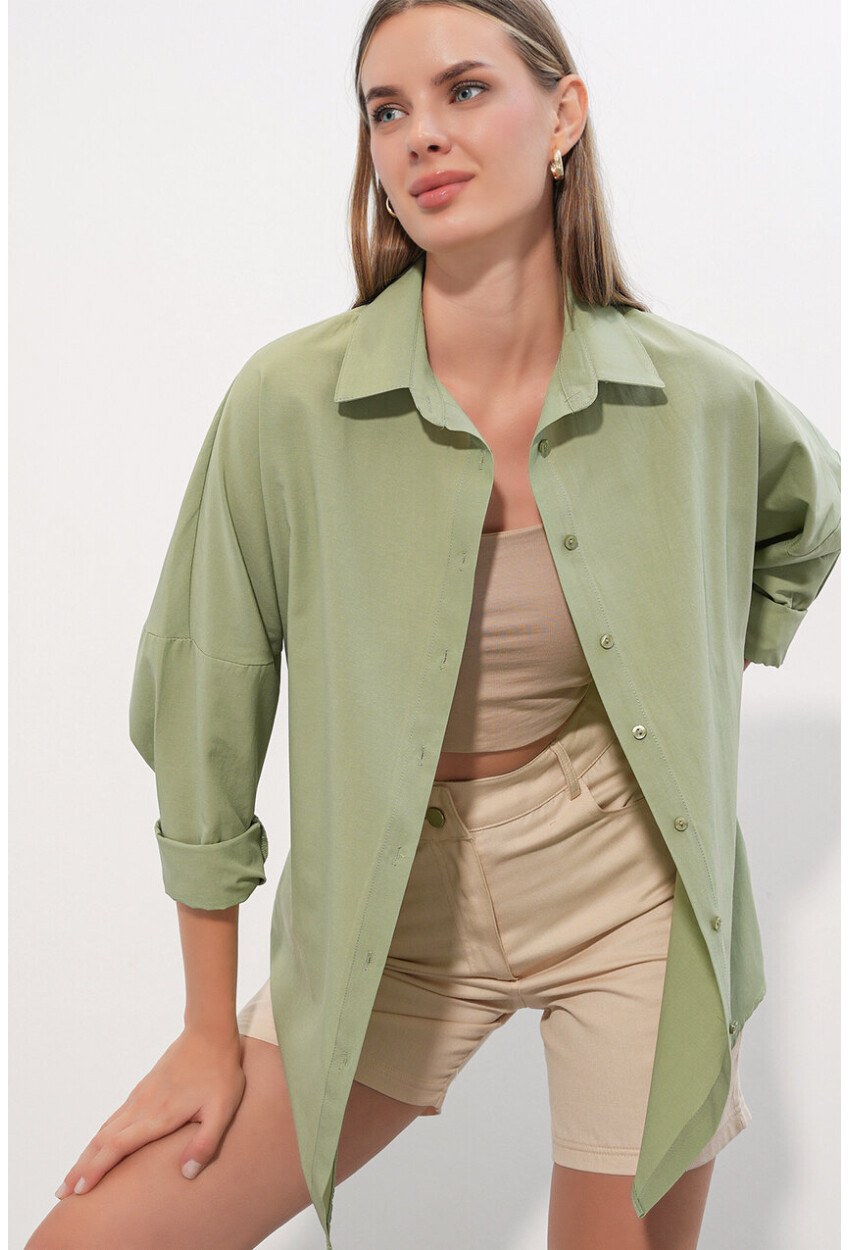 3900 Oversize Uzun Basic Gömlek