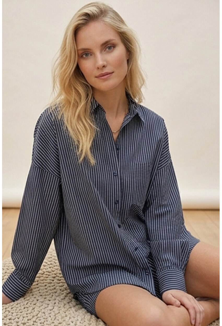 3900 Oversize Uzun Basic Gömlek