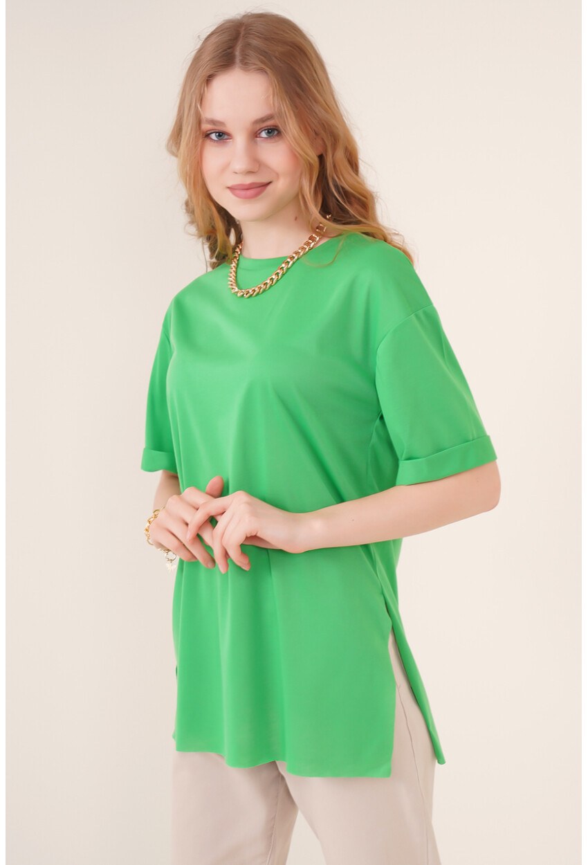 4123 Yırtmaçlı Oversize Tişört