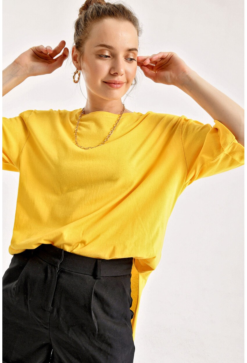 4123 Yırtmaçlı Oversize Tişört