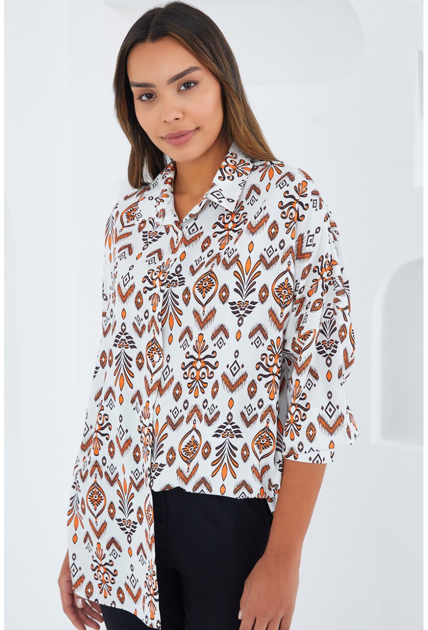 3985 Oversize Saten Gömlek
