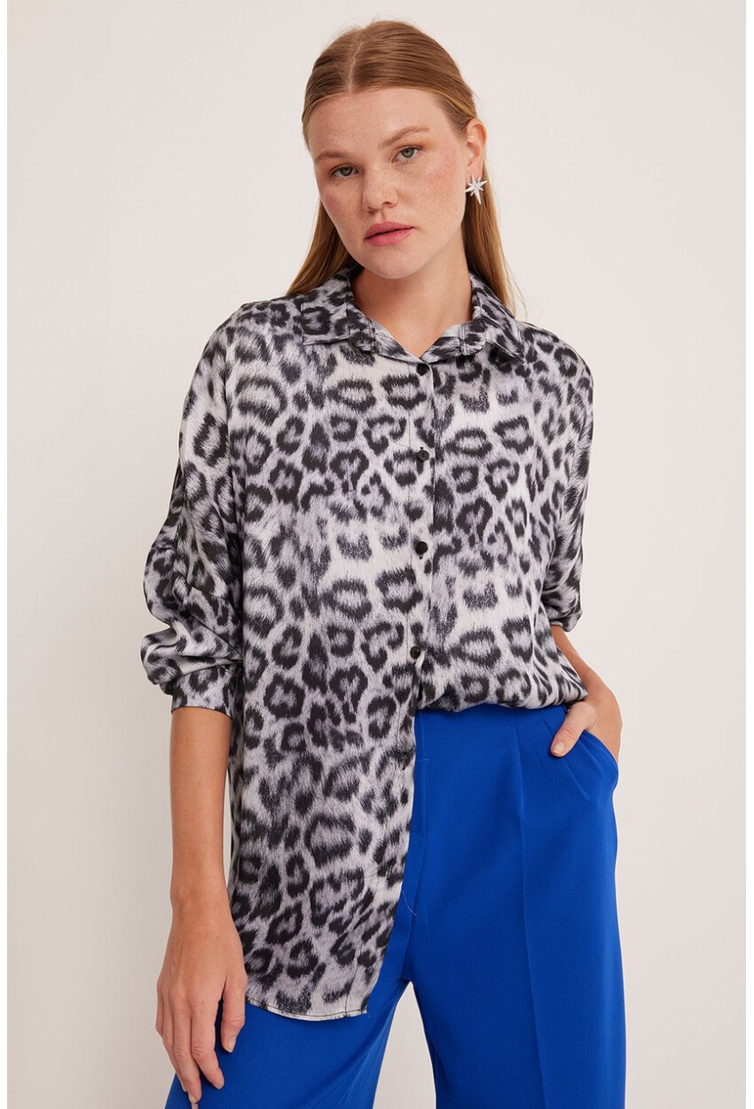 3985 Oversize Saten Gömlek
