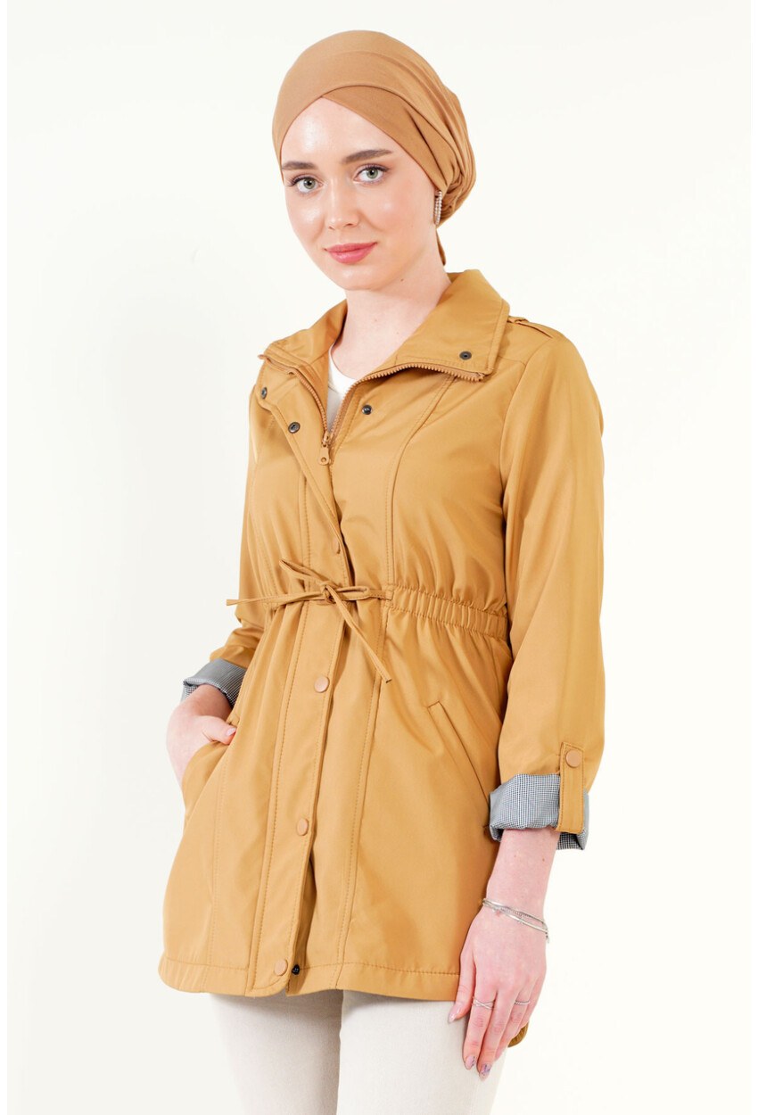 5669 Belden Lastikli Trenchcoat